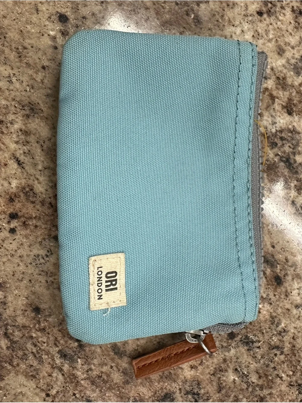 Orion London Aqua Canvas Zip Wallet with Brown Leather Pull
